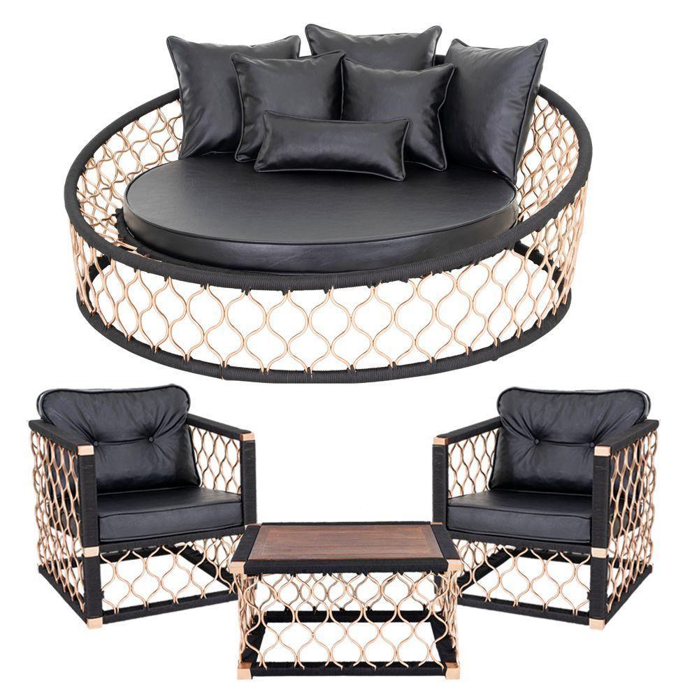 Combo Chaise 2 Poltronas Mesa Corda Náutica - 1