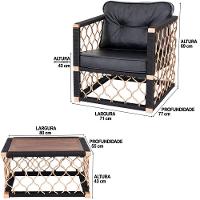 Combo Chaise 2 Poltronas Mesa Corda Náutica - 3