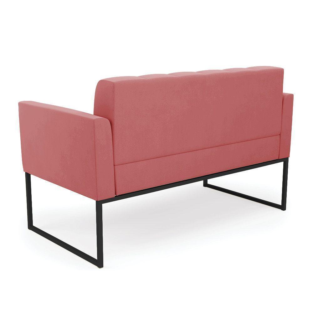 Kit 1 Sofá Namoradeira E 1 Poltrona Elisa Suede Rosê Base Metálica Industrial Preto - D'rossi - 5