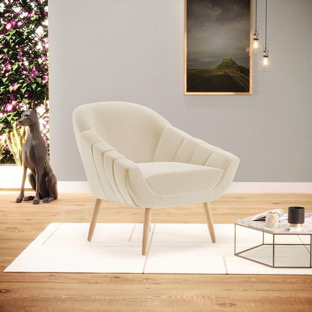 Kit 02 Poltronas Giovana Linho Areia A27 Natural - 8