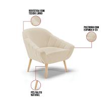 Kit 02 Poltronas Giovana Linho Areia A27 Natural - 3