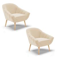 Kit 02 Poltronas Giovana Suede Natural Bege - 1