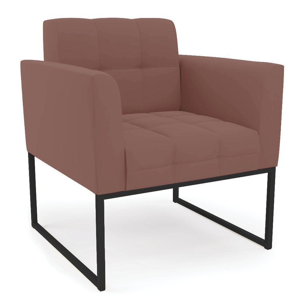 Poltrona Elisa Veludo Base Metálica Industrial Preto - D'rossi Cor Rose - 1