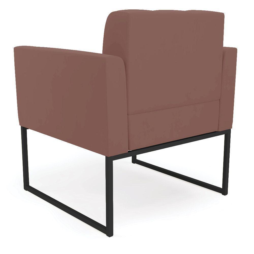Poltrona Elisa Veludo Base Metálica Industrial Preto - D'rossi Cor Rose - 2