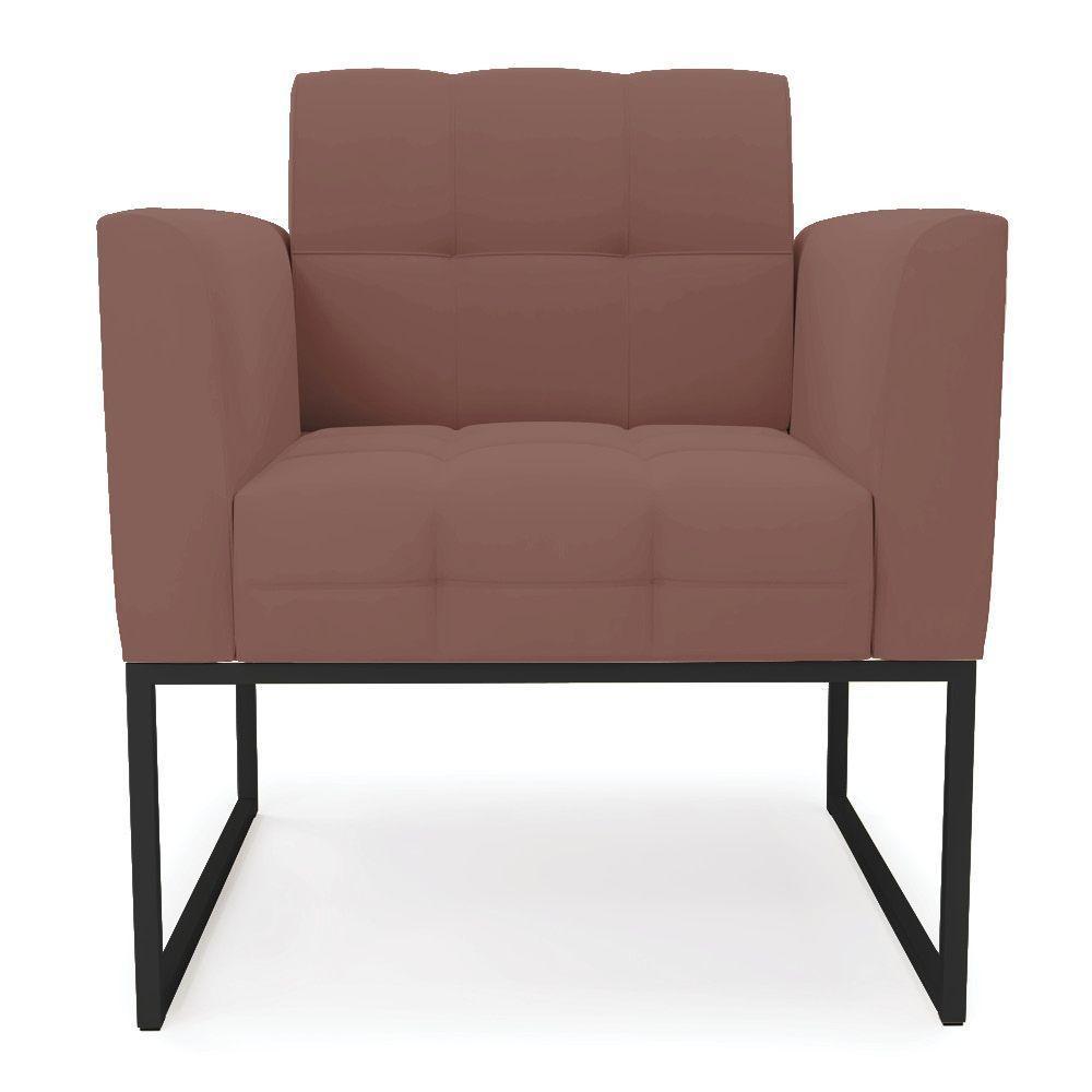 Poltrona Elisa Veludo Base Metálica Industrial Preto - D'rossi Cor Rose - 6