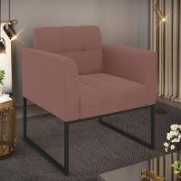 Poltrona Elisa Veludo Base Metálica Industrial Preto - D'rossi Cor Rose - 7
