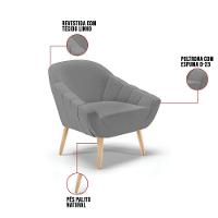 Poltrona Giovana Linho Natural A26 Grafite - 3