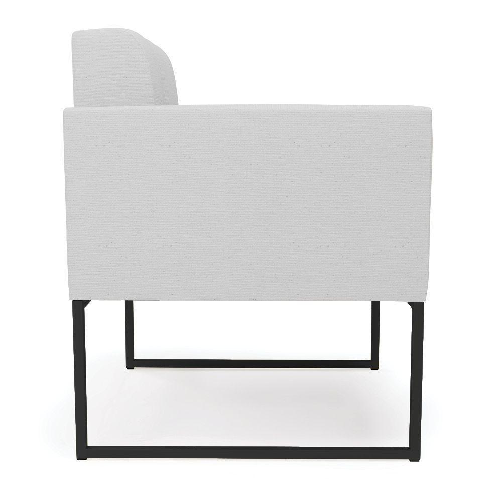 Kit 2 Poltronas Elisa Linho Base Metálica Industrial Preto - D'rossi Cor A05 Cinza - 7