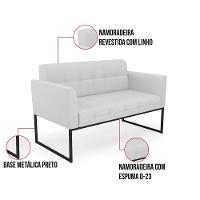 Kit 2 Poltronas Elisa Linho Base Metálica Industrial Preto - D'rossi Cor A05 Cinza - 6