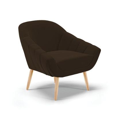 Poltrona Giovana Suede Marrom Natural