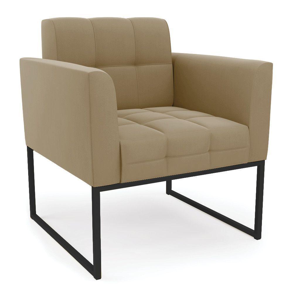 Kit 1 Sofá Namoradeira E 2 Poltronas Suede Base Metálica Industrial Preto - D'rossi Cor Marrom Rato - 7