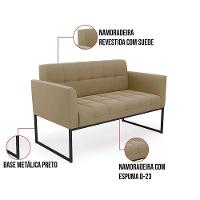 Kit 1 Sofá Namoradeira E 2 Poltronas Suede Base Metálica Industrial Preto - D'rossi Cor Marrom Rato - 9