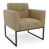 Kit 1 Sofá Namoradeira E 2 Poltronas Suede Base Metálica Industrial Preto - D'rossi Cor Marrom Rato - 11