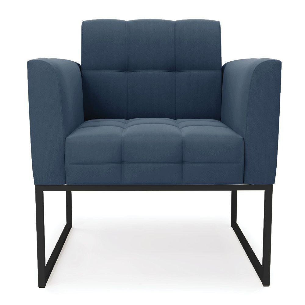 Poltrona Elisa Suede Azul Marinho Base Metálica Industrial Preto - D'rossi - 7