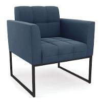 Poltrona Elisa Suede Azul Marinho Base Metálica Industrial Preto - D'rossi - 1