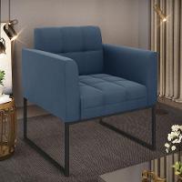 Poltrona Elisa Suede Azul Marinho Base Metálica Industrial Preto - D'rossi - 3