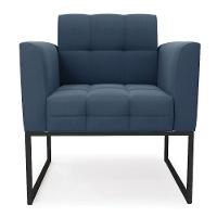 Poltrona Elisa Suede Azul Marinho Base Metálica Industrial Preto - D'rossi - 7