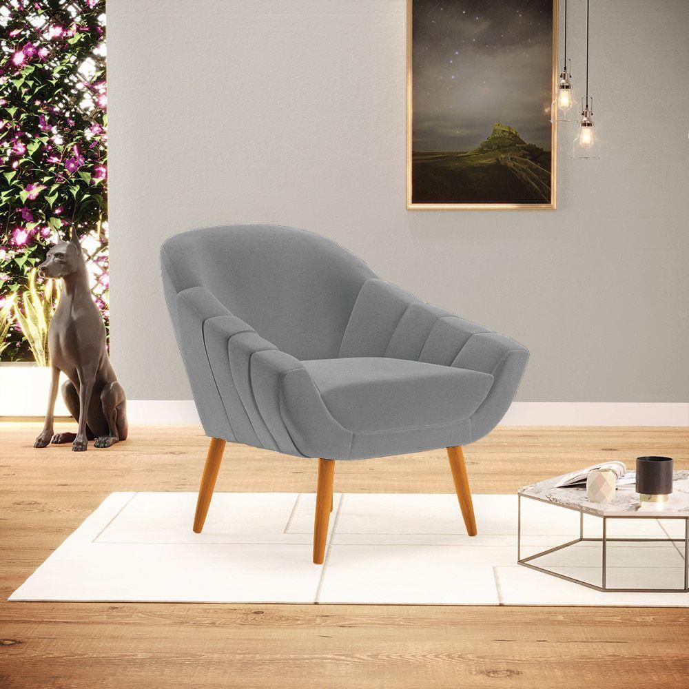 Poltrona Giovana Linho Castanho A26 Grafite - 7