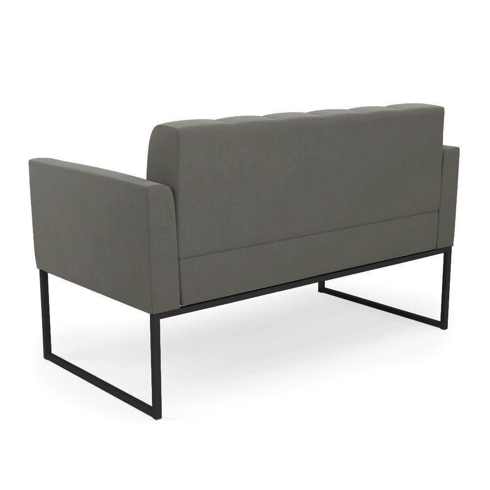 Kit 1 Sofá Namoradeira E 2 Poltronas Elisa Suede Grafite Base Metálica Industrial Preto - D'rossi - 4