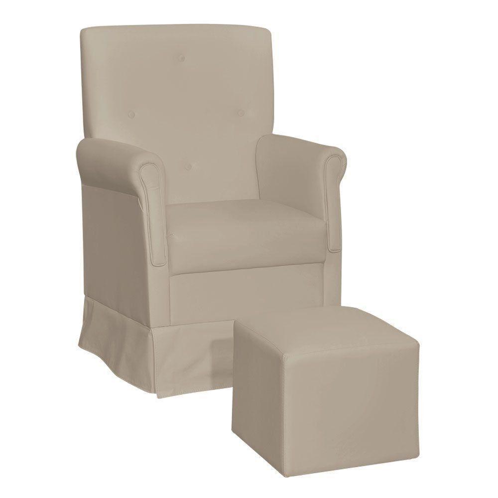 Poltrona De Amamentação Com Puff Suzi Balanço Corino Bege - 3