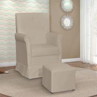 Poltrona De Amamentação Com Puff Suzi Balanço Corino Bege - 2