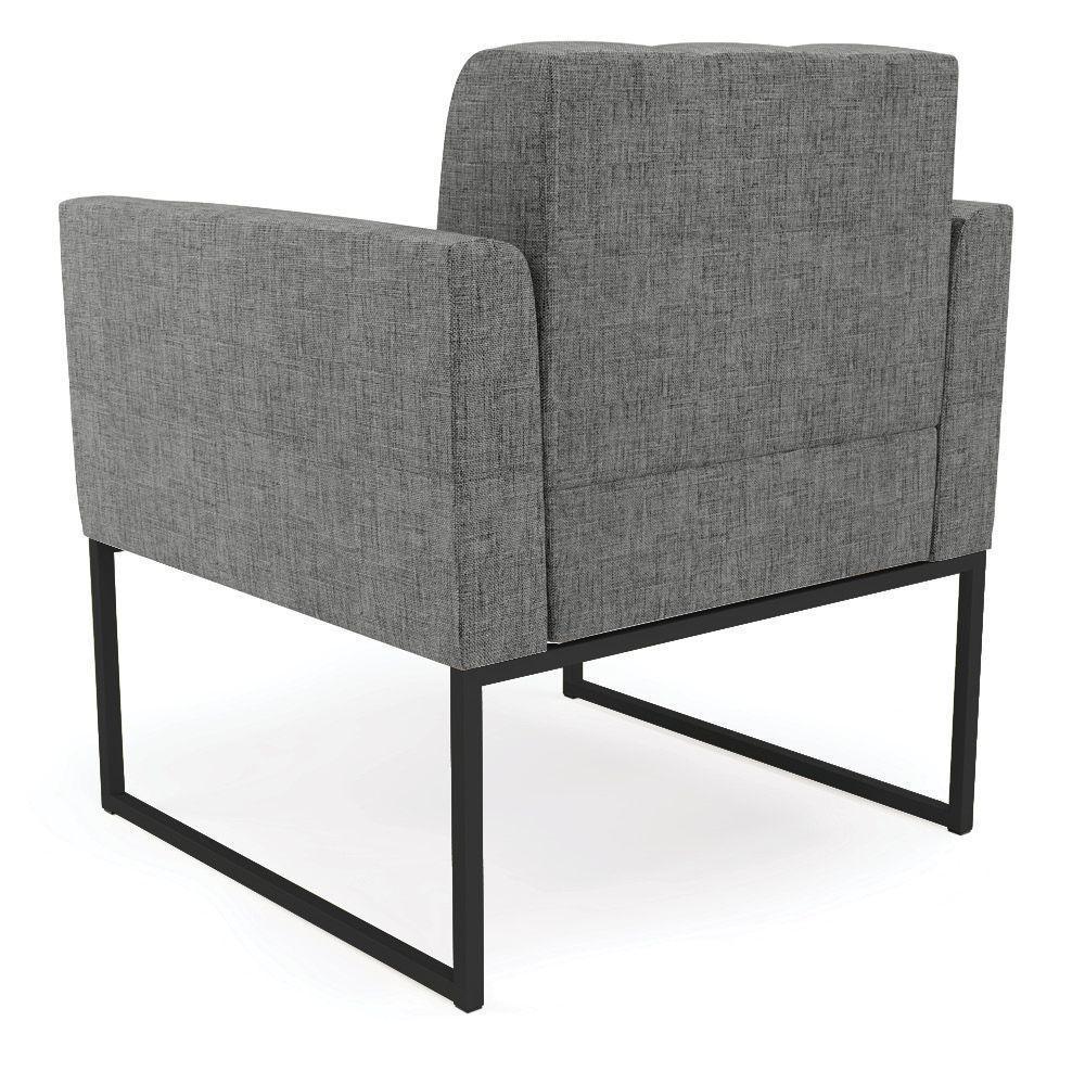 Kit 2 Poltronas Elisa Linho Base Metálica Industrial Preto - D'rossi Cor A26 Grafite - 2