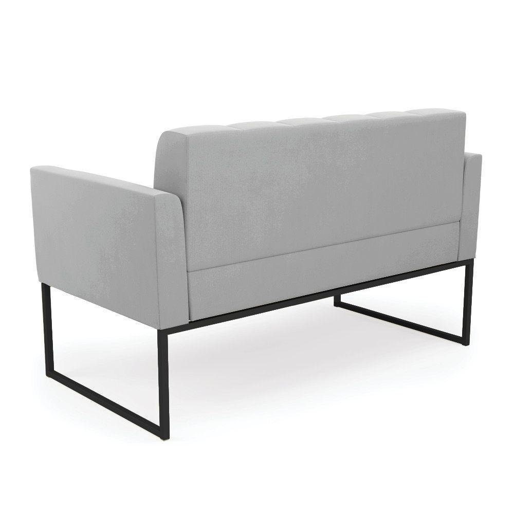 Kit 1 Sofá Namoradeira E 2 Poltronas Elisa Suede Base Metálica Industrial Preto - D'rossi Cor Cinza - 4