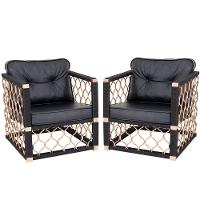 2 Poltronas Em Alumínio Bronze Corda Náutica Preta - 1