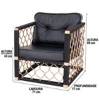 2 Poltronas Em Alumínio Bronze Corda Náutica Preta - 3