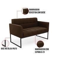 Kit 1 Sofá Namoradeira E 2 Poltronas Elisa Suede Base Metálica Industrial Preto - D'rossi Cor Marrom - 8