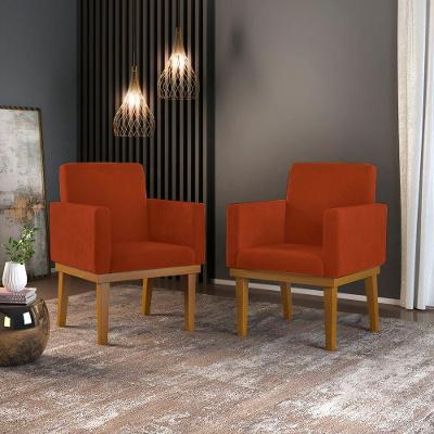 Kit 2 Poltronas Nina Penteadeira Quarto Suede Terracota Balaqui Decor