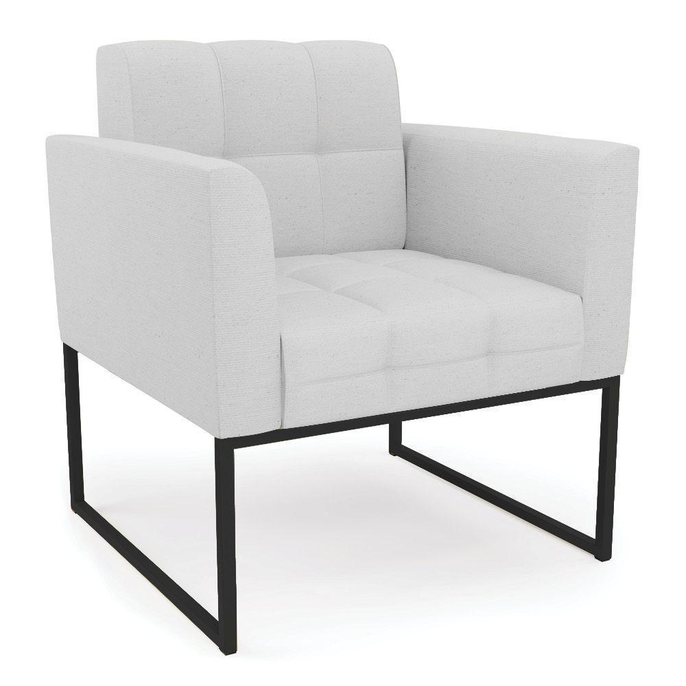 Poltrona Elisa Linho Base Metálica Industrial Preto - D'rossi Cor A05 Cinza - 1