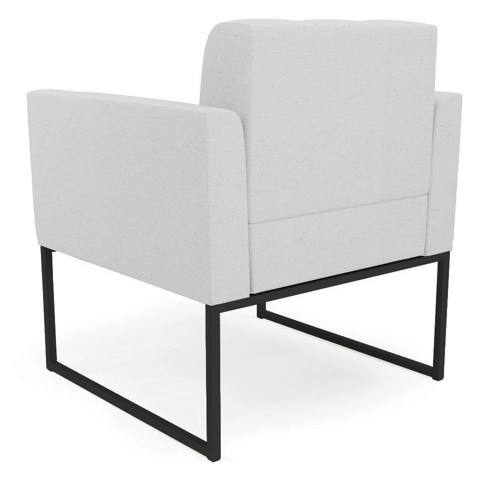 Poltrona Elisa Linho Base Metálica Industrial Preto - D'rossi Cor A05 Cinza - 3