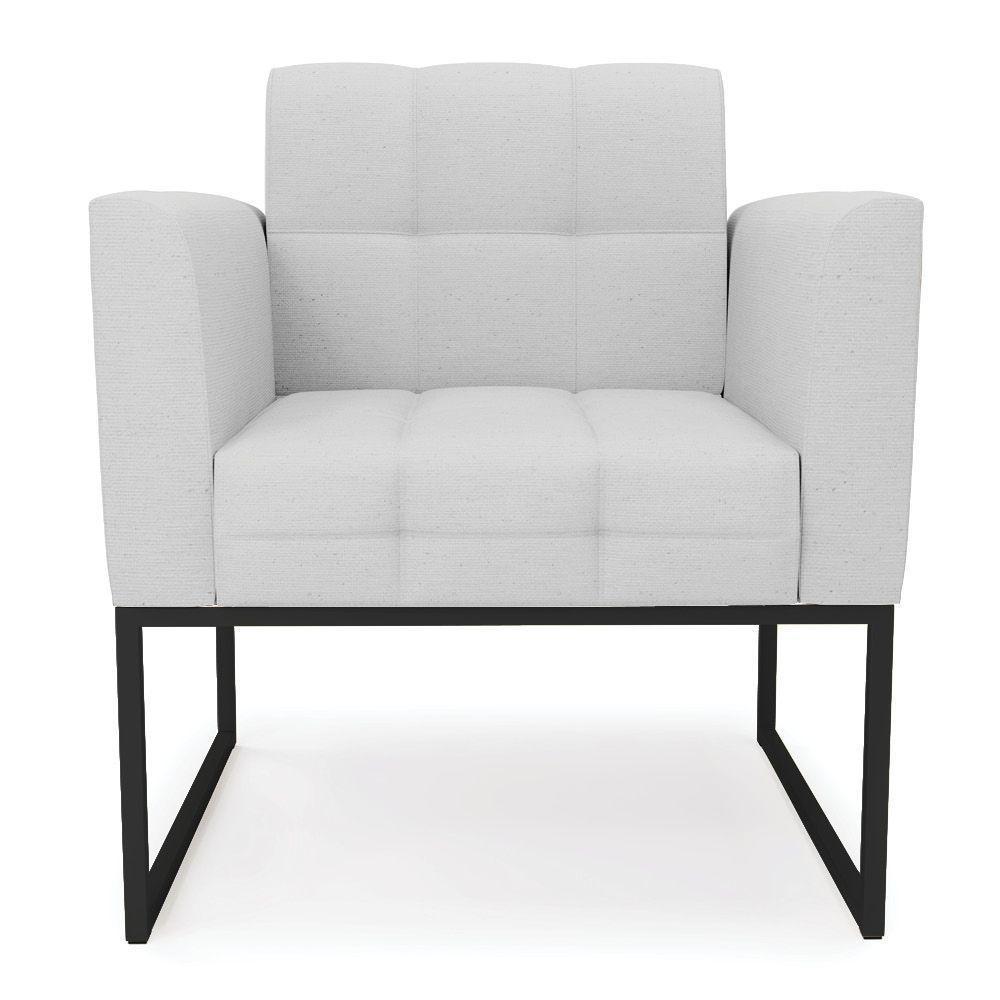 Poltrona Elisa Linho Base Metálica Industrial Preto - D'rossi Cor A05 Cinza - 6