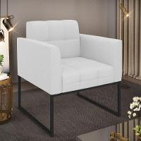 Poltrona Elisa Linho Base Metálica Industrial Preto - D'rossi Cor A05 Cinza - 2