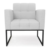 Poltrona Elisa Linho Base Metálica Industrial Preto - D'rossi Cor A05 Cinza - 6