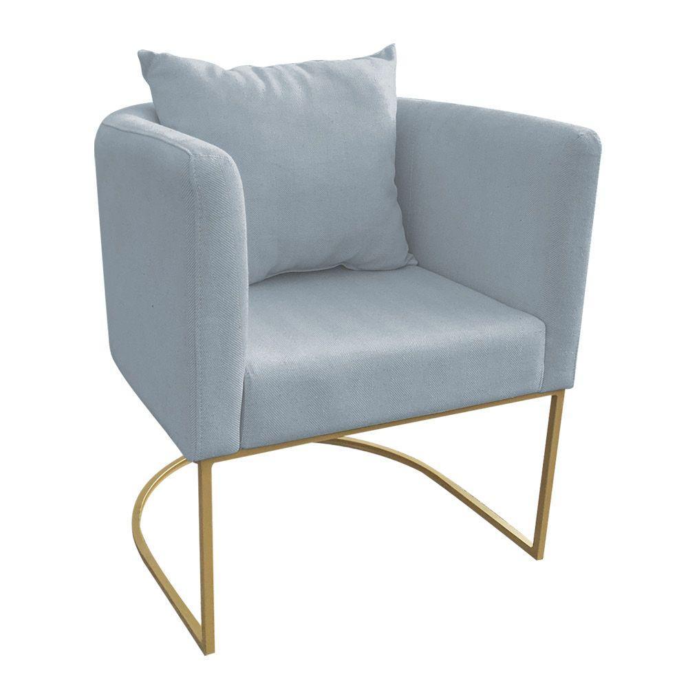 Kit 02 Poltronas Paola Linho Dourado Cinza Claro A05 - 3