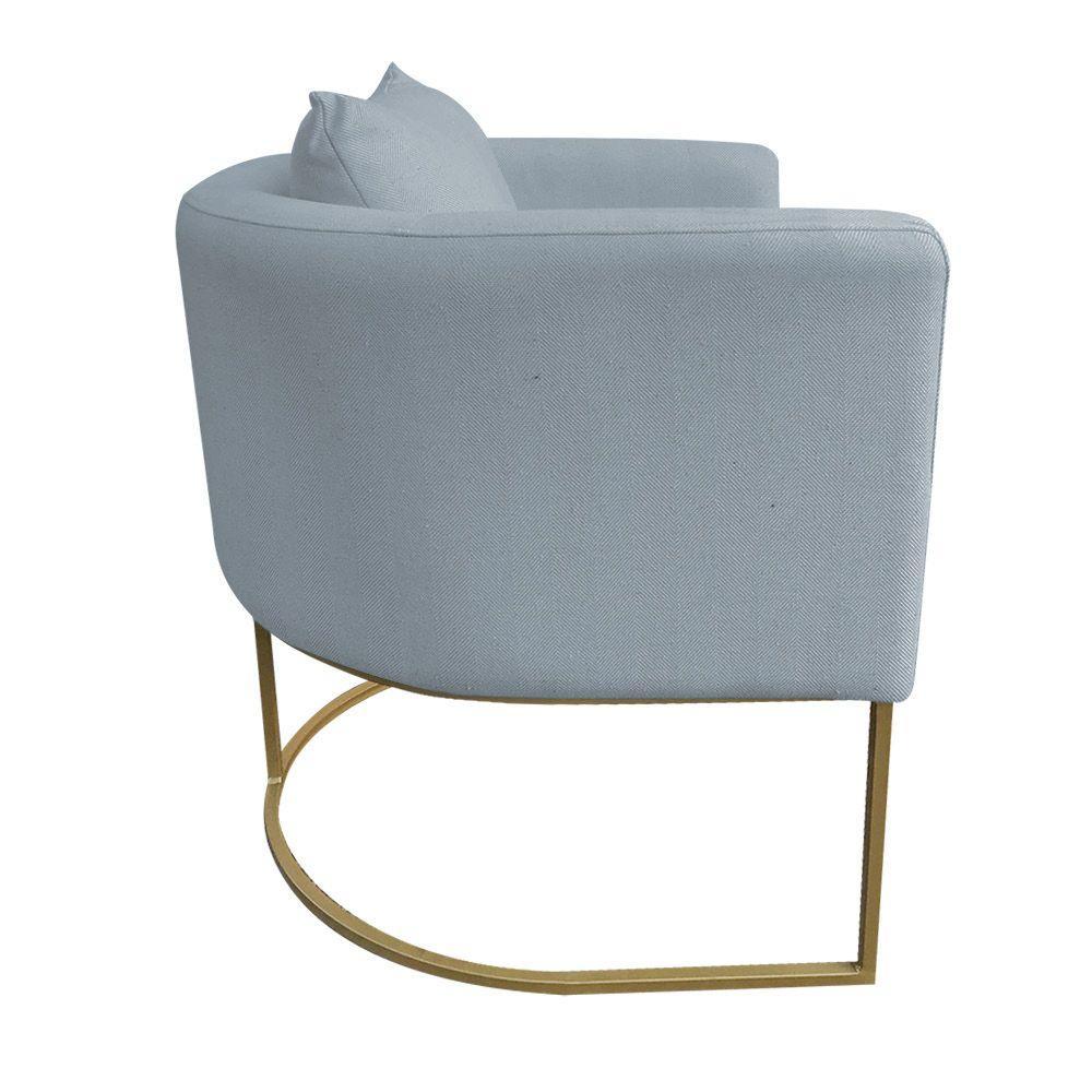 Kit 02 Poltronas Paola Linho Dourado Cinza Claro A05 - 6