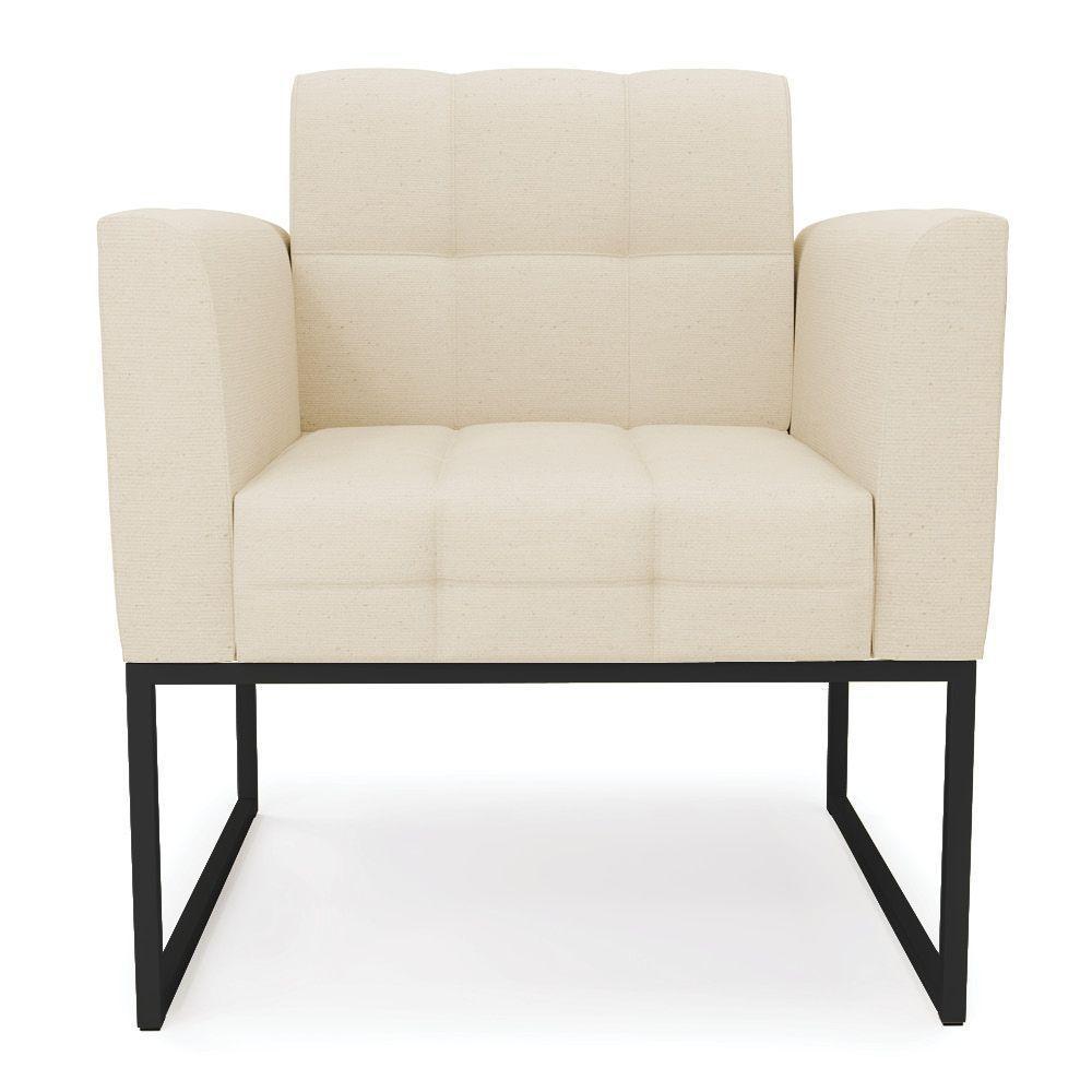 Poltrona Elisa Linho Base Metálica Industrial Preto - D'rossi Cor A19 Bege - 7