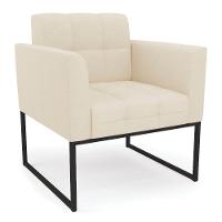 Poltrona Elisa Linho Base Metálica Industrial Preto - D'rossi Cor A19 Bege - 1