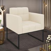 Poltrona Elisa Linho Base Metálica Industrial Preto - D'rossi Cor A19 Bege - 7