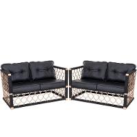 2 Poltronas Namoradeira Preta Em Alumínio Corda Náutica - 1