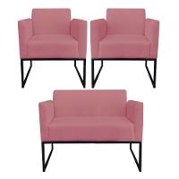 Kit 01 Namoradeira 02 Poltronas Marisa Rose Preto - 1