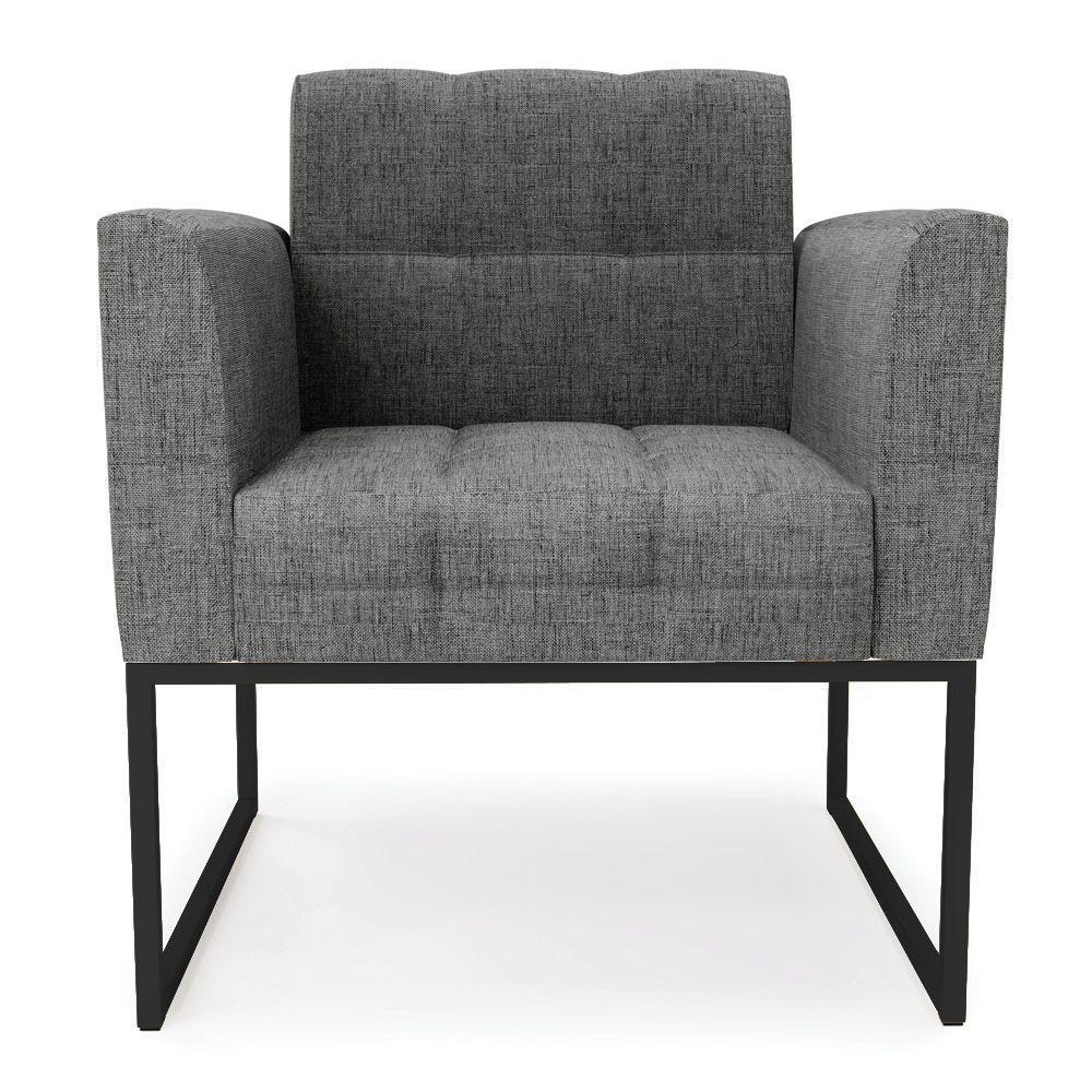 Poltrona Elisa Linho Grafite A26 Base Metálica Industrial Preto - D'rossi - 7