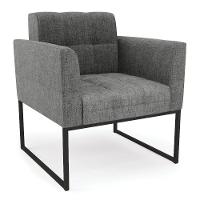 Poltrona Elisa Linho Grafite A26 Base Metálica Industrial Preto - D'rossi - 1