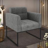 Poltrona Elisa Linho Grafite A26 Base Metálica Industrial Preto - D'rossi - 3