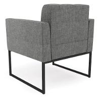 Poltrona Elisa Linho Grafite A26 Base Metálica Industrial Preto - D'rossi