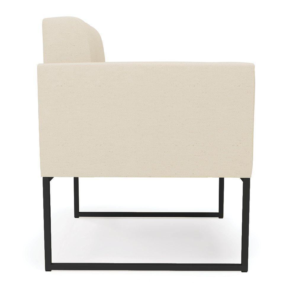 Kit 2 Poltronas Elisa Linho Base Metálica Industrial Preto - D'rossi Cor A19 Bege - 7