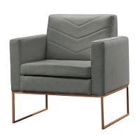 Poltrona Apolo Luxo Base Bronze Castellar Móbile Linho Cinza Linho Cinza - 1