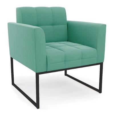 Poltrona Elisa Suede Base Metálica Industrial Preto - D'rossi Cor Azul Turquesa